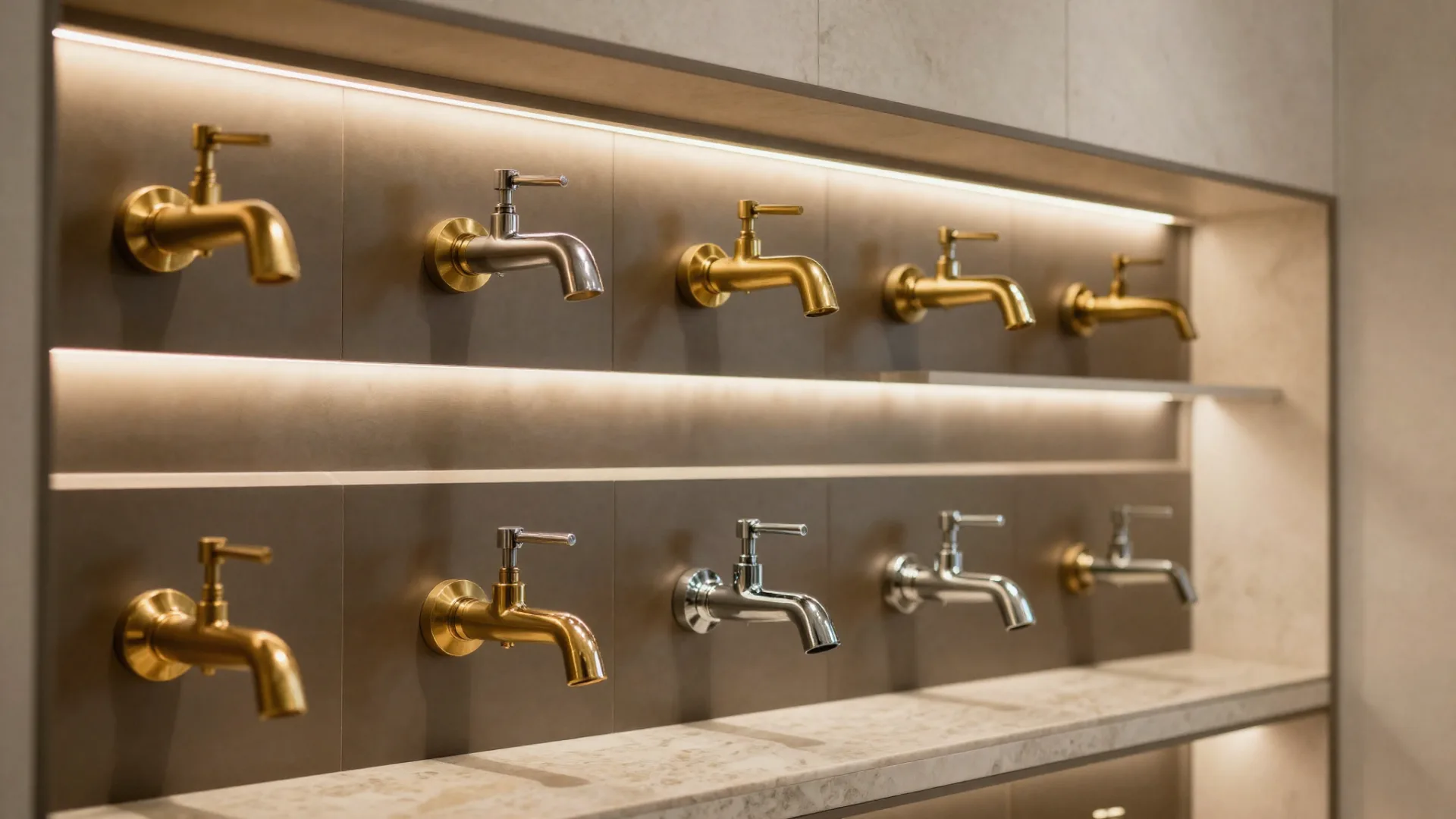 AGW Bathrooms showroom: Brassware wall